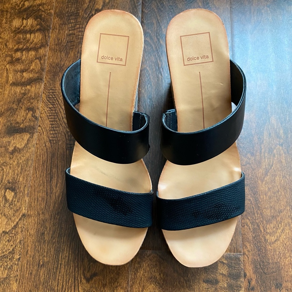 SOLD - Dolce Vita black wedge sandals - Size 9.5